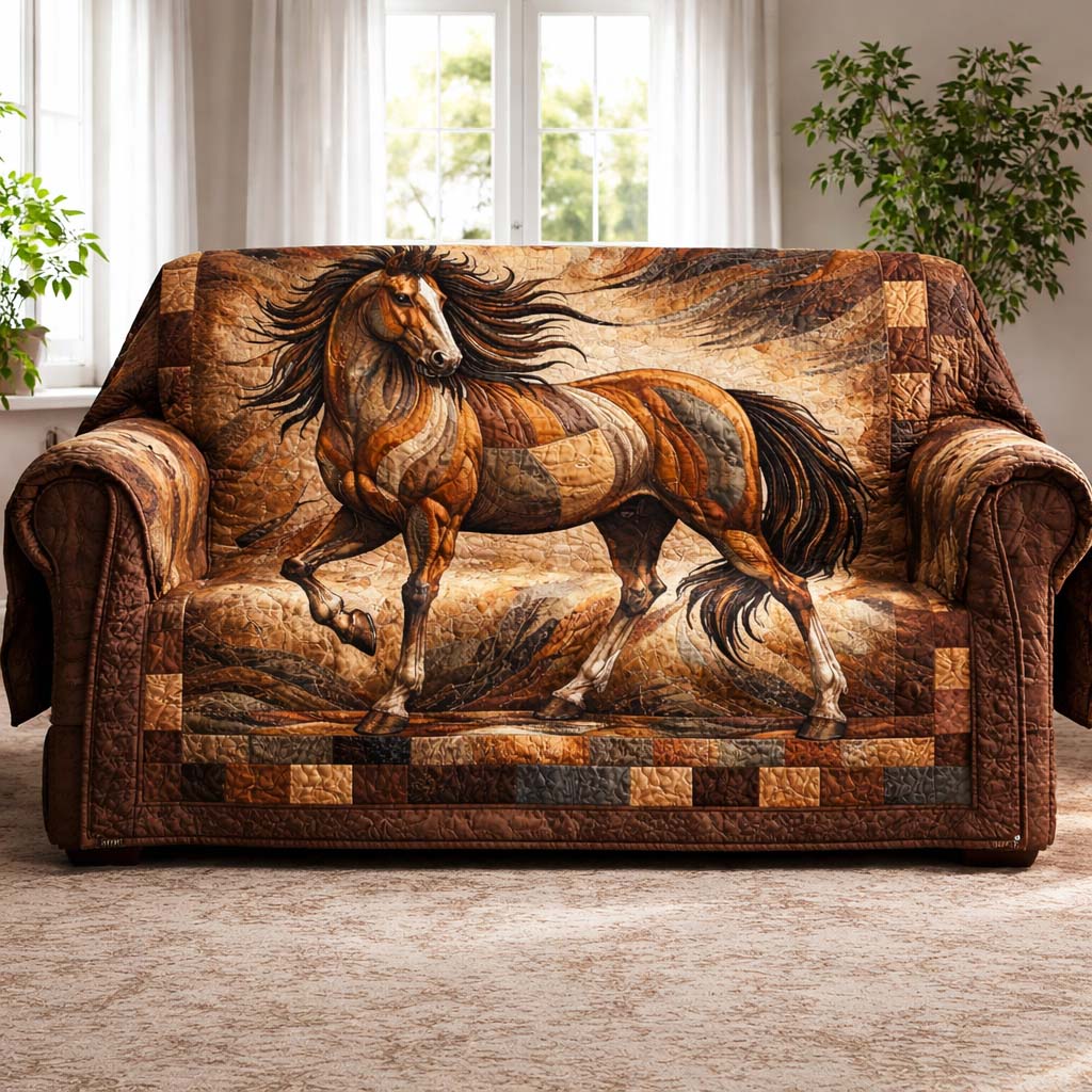 Majestic Wind Stallion Quilted Sofa Cover GFTOHD14199