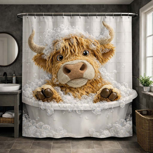 Bubble Bath Cow Shower Curtain GFTOHD14279