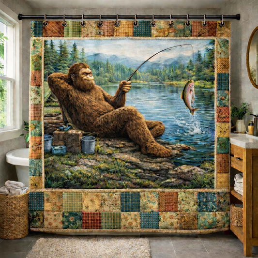 Fishing Bigfoot Shower Curtain GFTOHD14302