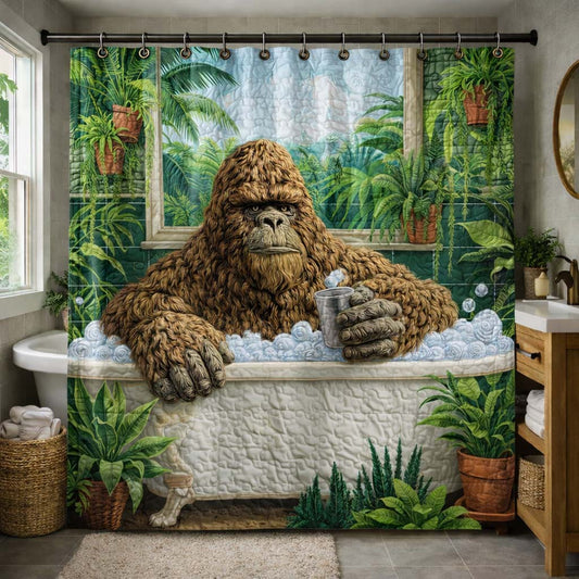 Bigfoot Bubble Bath Shower Curtain GFTOHD14316