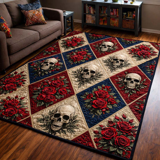 Rose Skull Patchwork Area Rug GFTOHD14317