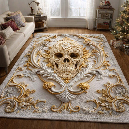 Baroque Ivory Skull Area Rug GFTOHD14318