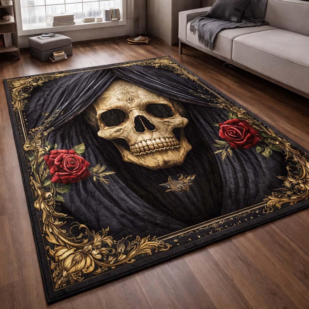 Gothic Curtain Skull Area Rug GFTOHD14323
