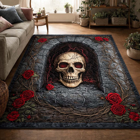 Crypt Rose Skull Area Rug GFTOHD14328
