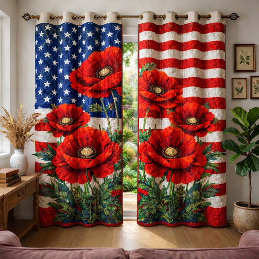 Freedom Poppies Quilted Curtains GFTOHD14329