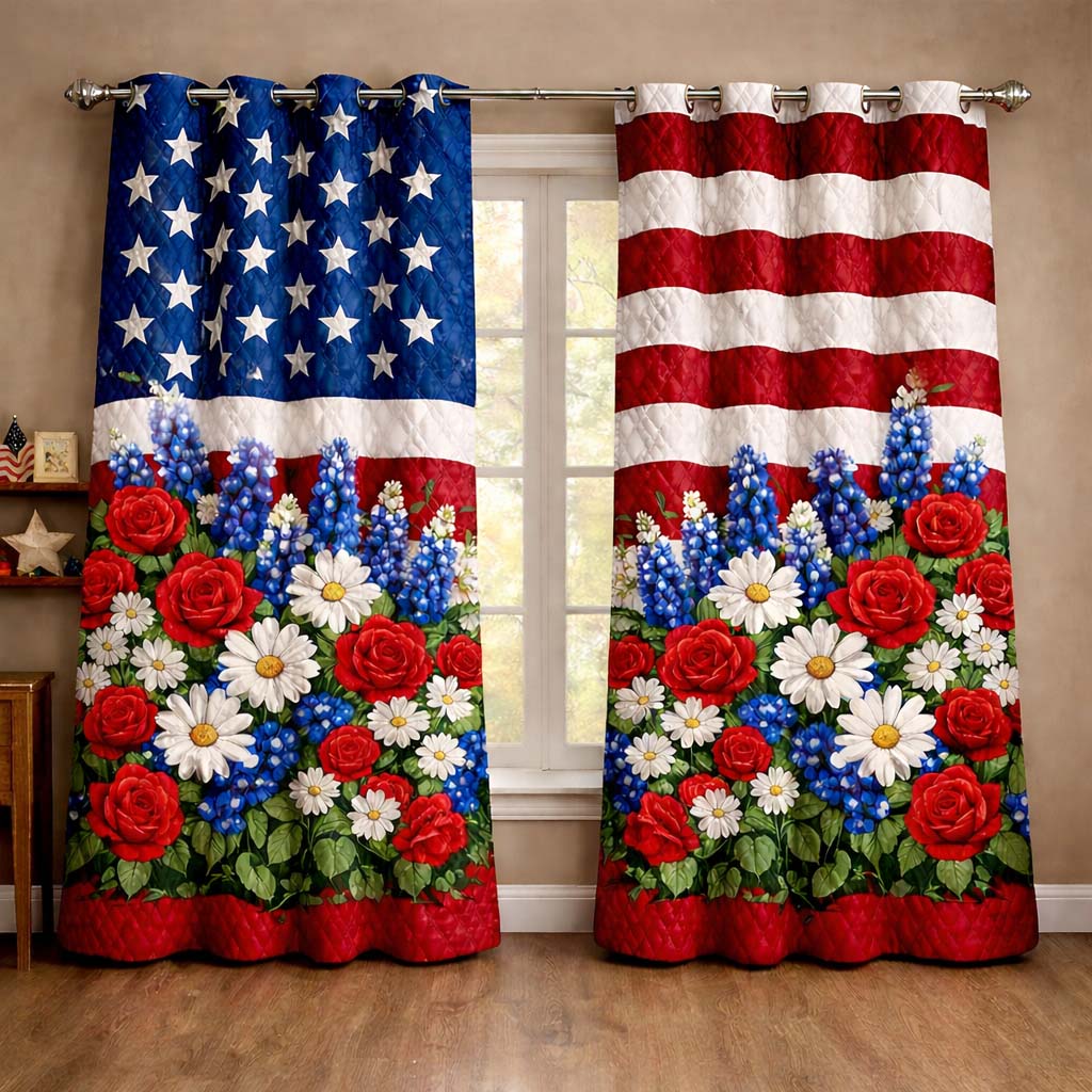 Patriot Garden Quilted Curtains GFTOHD14331