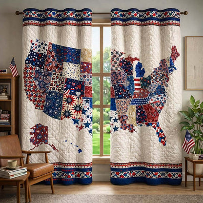 America Map Quilted Curtains GFTOHD14334