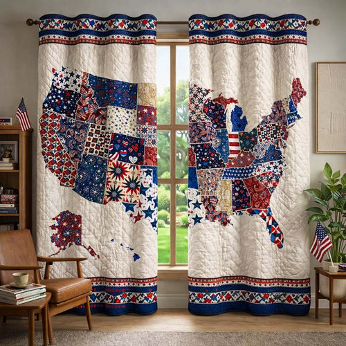 America Map Quilted Curtains GFTOHD14334