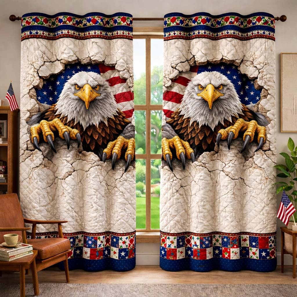 Freedom Eagle Quilted Curtains GFTOHD14337