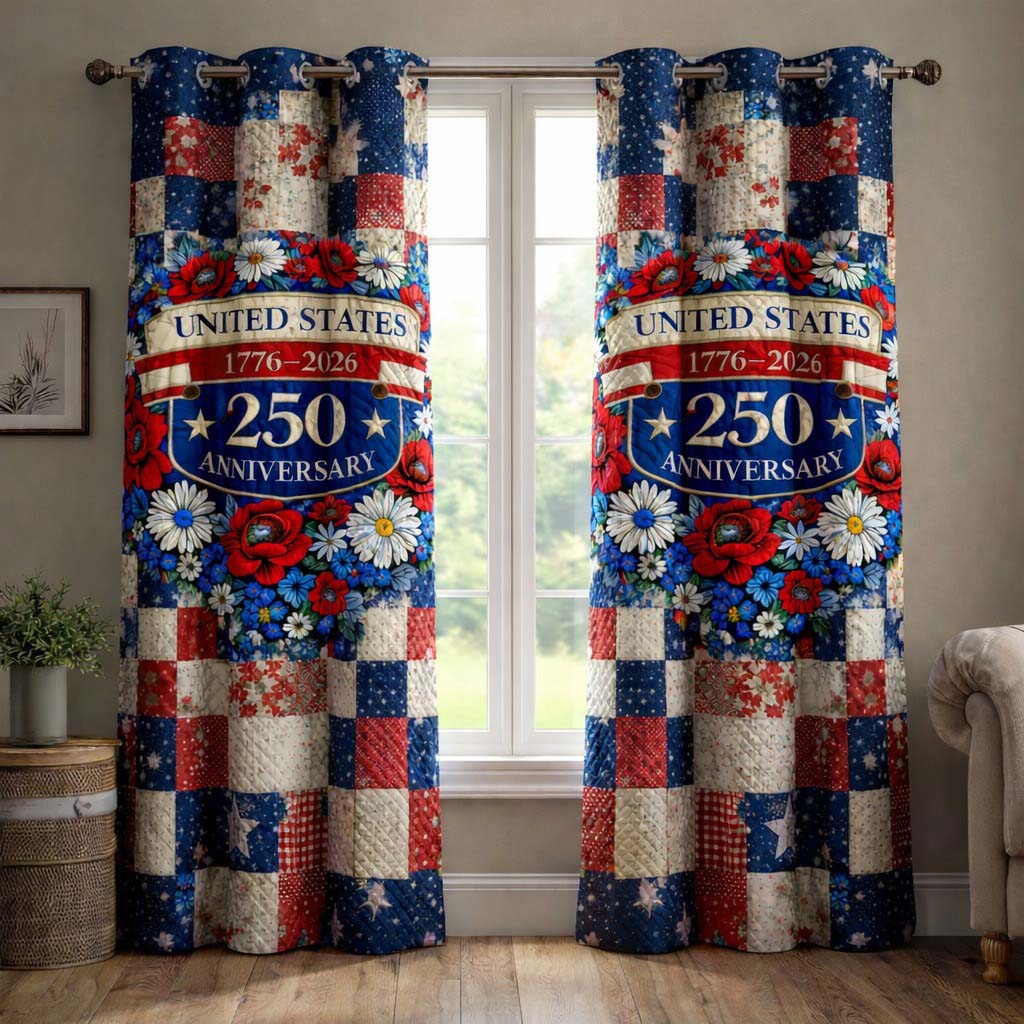 Freedom Bloom Patchwork Quilted Curtains GFTOHD14338