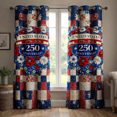 Freedom Bloom Patchwork Quilted Curtains GFTOHD14338