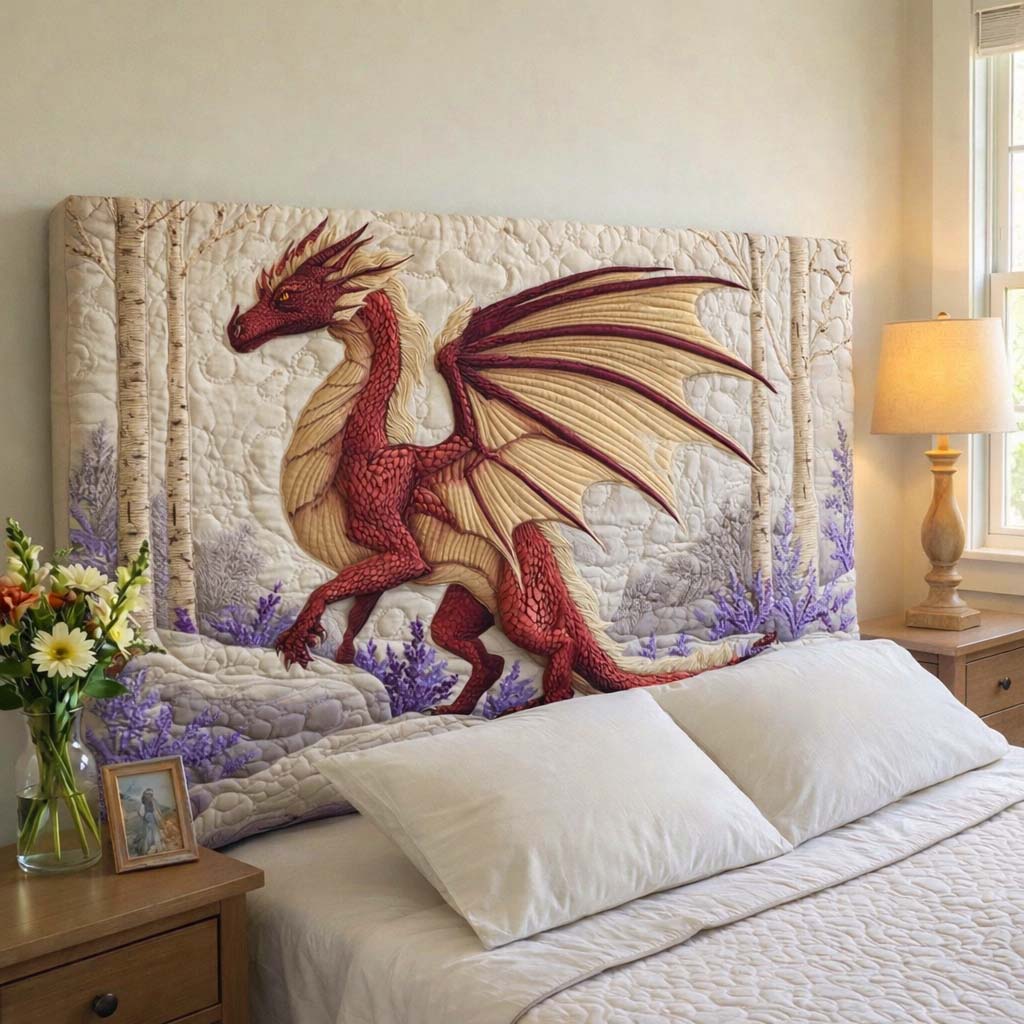 Birch Flame Dragon Quilted Headboard Slipcover GFTOHD14341
