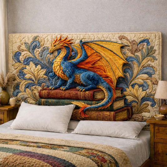 Arcane Library Dragon Quilted Headboard Slipcover GFTOHD14343