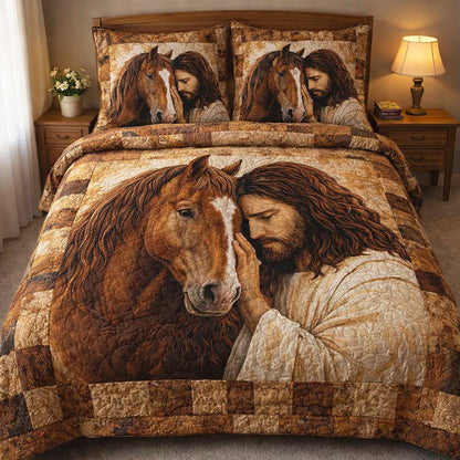 Faithful Horse 3-Piece Quilted Bedding Set GFTOHD14345