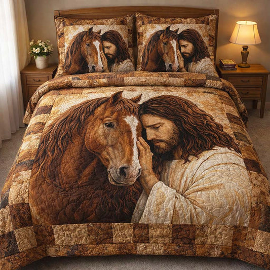 Faithful Horse 3-Piece Quilted Bedding Set GFTOHD14345