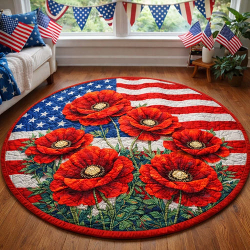 Patriot Poppies Quilted Round Mat GFTOHD14352