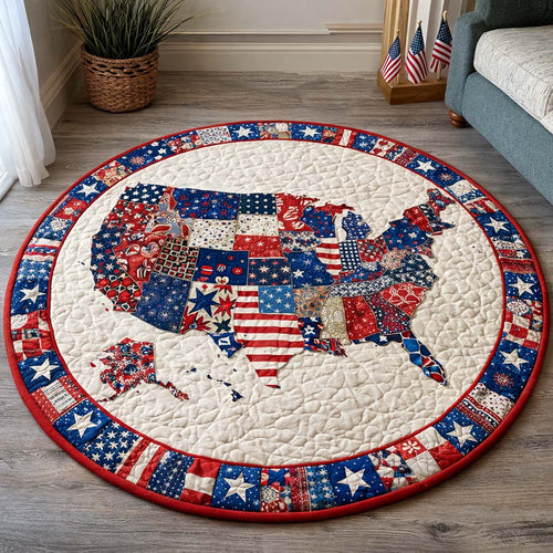 USA Patchwork Quilted Round Mat GFTOHD14356