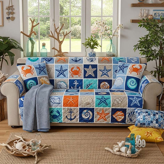 Seaside Mosaic Quilted Sofa Cover GFTOHD14362