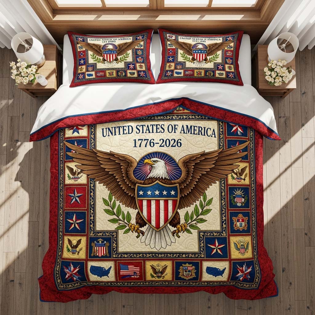 Freedom Emblem 3-Piece Quilted Bedding Set GFTOHD14366