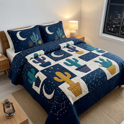 Midnight Cactus Sky 3-Piece Quilted Bedding Set GFTOHD14386