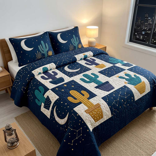 Midnight Cactus Sky 3-Piece Quilted Bedding Set GFTOHD14386