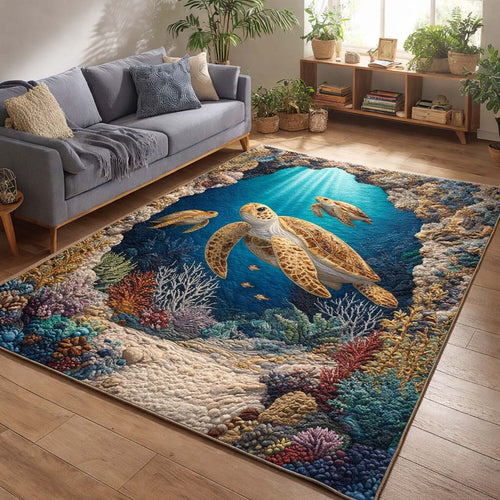 Ocean Glow Turtles Area Rug GFTOHD14388