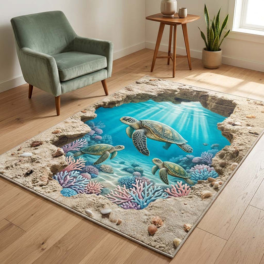 Coral Cove Turtles Area Rug GFTOHD14389
