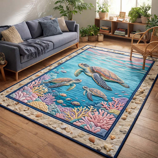 Aqua Reef Turtles Area Rug GFTOHD14390