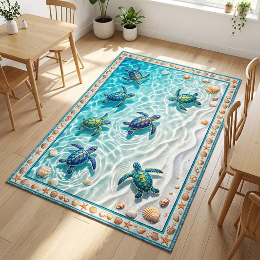 Crystal Shore Turtles Area Rug GFTOHD14391