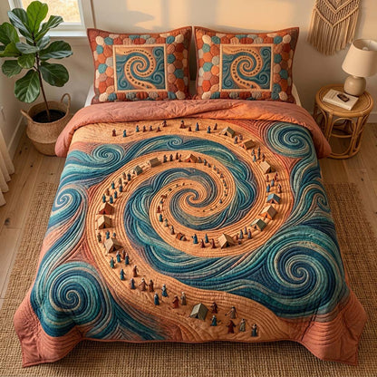 Sacred Spiral Journey 3-Piece Quilted Bedding Set GFTOHD14411