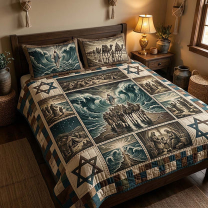 Covenant Wave Story 3-Piece Quilted Bedding Set GFTOHD14415