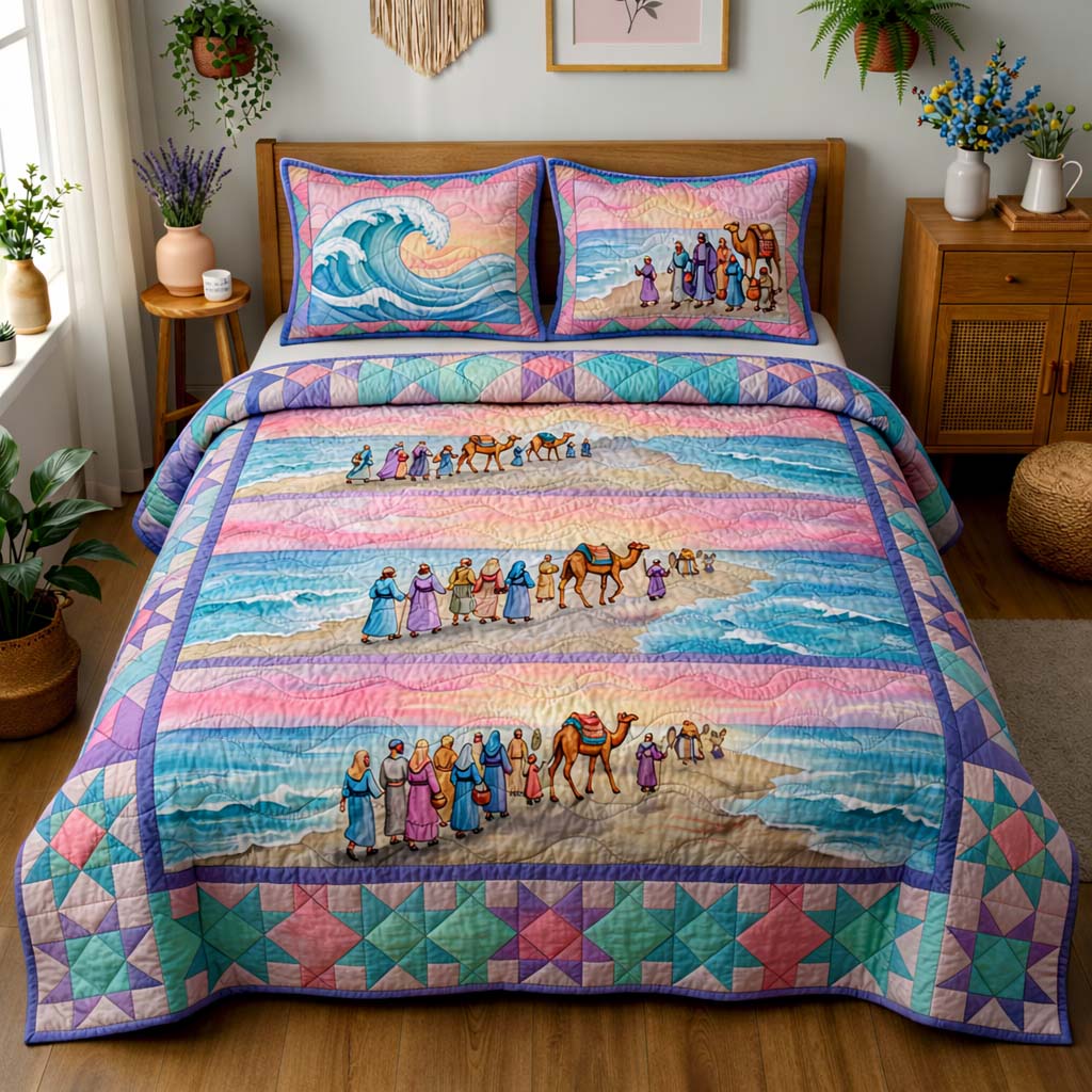 Heavenly Crossing Way 3-Piece Quilted Bedding Set GFTOHD14417