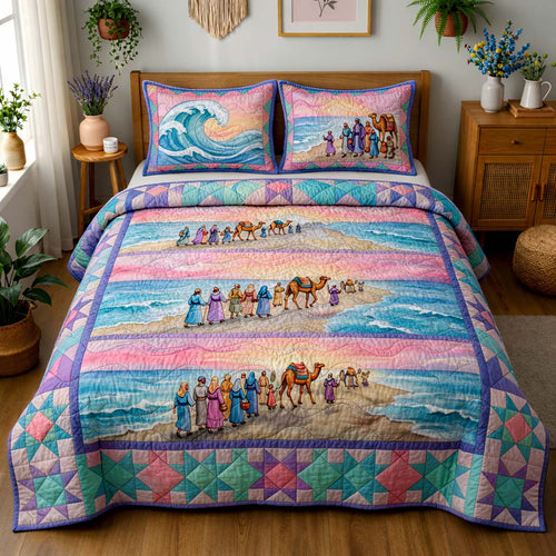 Heavenly Crossing Way 3-Piece Quilted Bedding Set GFTOHD14417