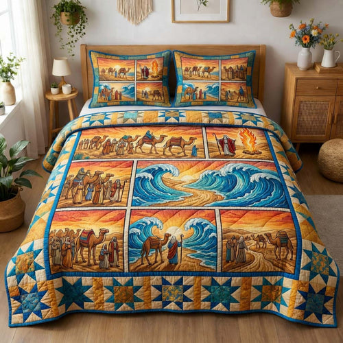 Pastel Exodus Journey 3-Piece Quilted Bedding Set GFTOHD14418