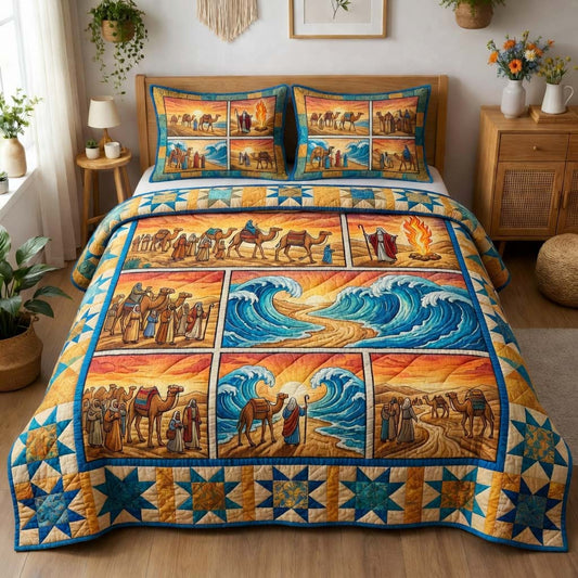 Pastel Exodus Journey 3-Piece Quilted Bedding Set GFTOHD14418