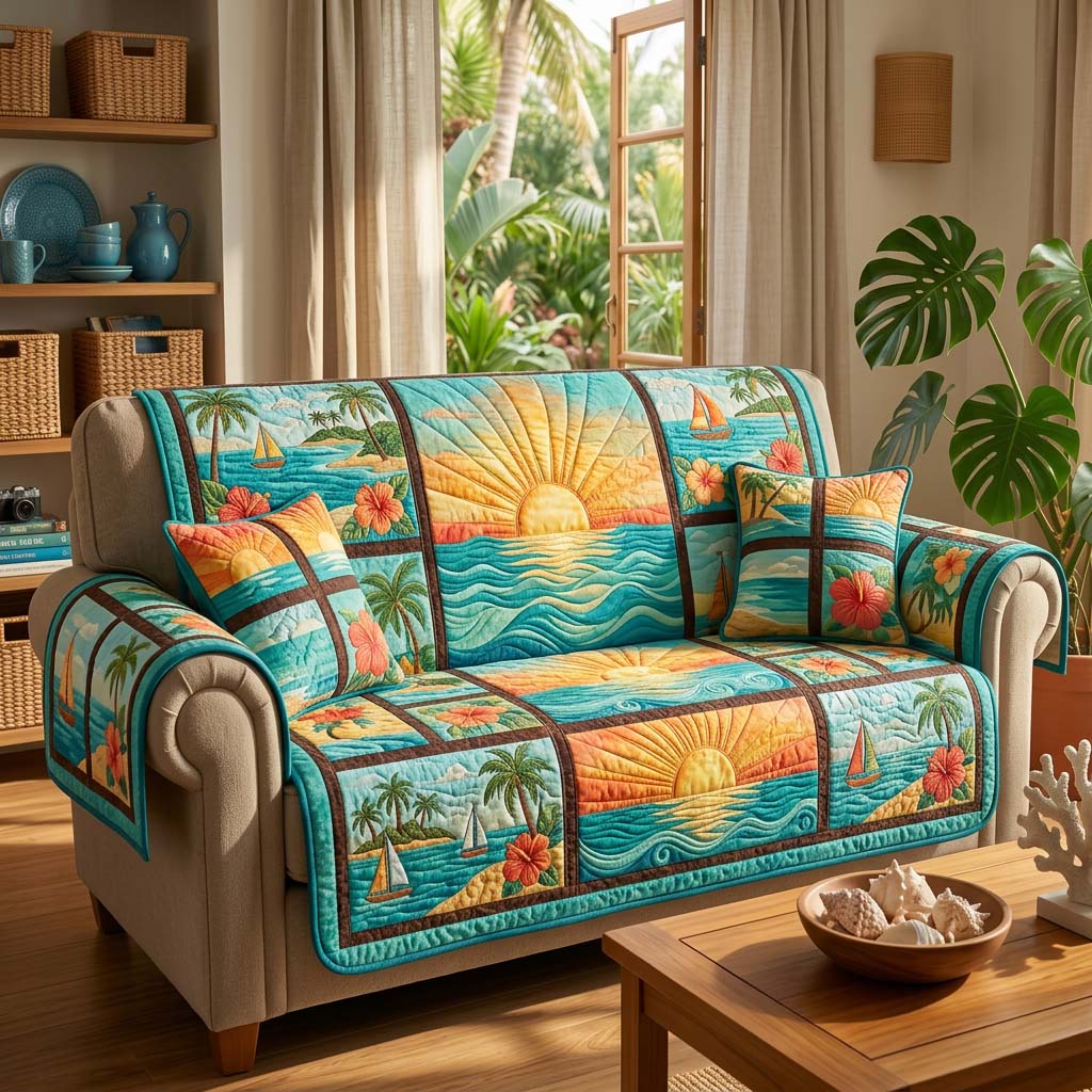 Golden Shore Quilted Sofa Cover GFTOHD14434