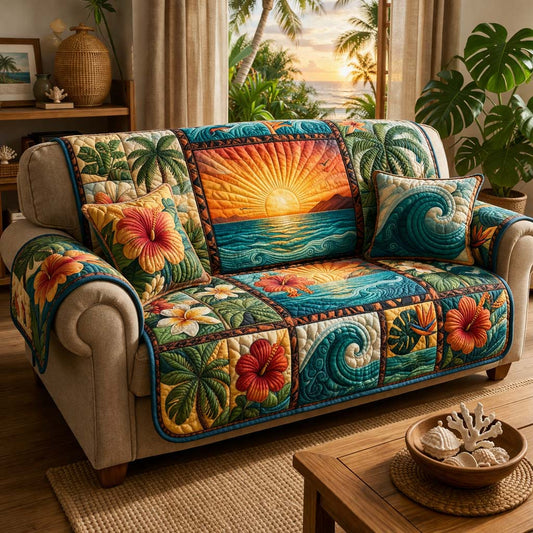 Sunset Breeze Quilted Sofa Cover GFTOHD14437