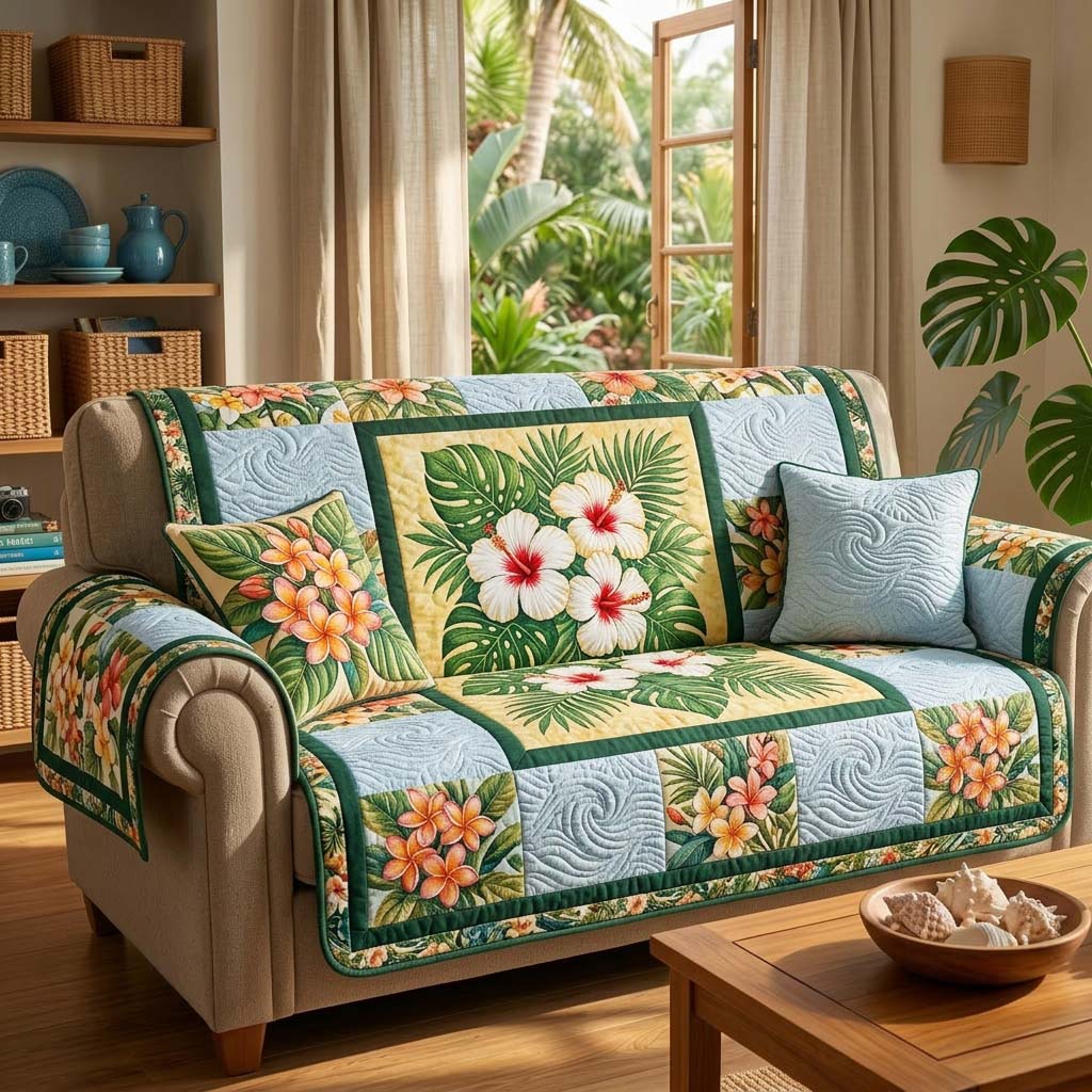 Tropical Harmony Quilted Sofa Cover GFTOHD14438