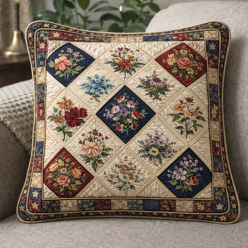 Meadow Blooms Patchwork Quilted Pillow Case GFTOHD14473