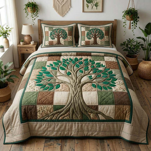 Tree Of Life 3-Piece Quilted Bedding Set GFTOHD14483