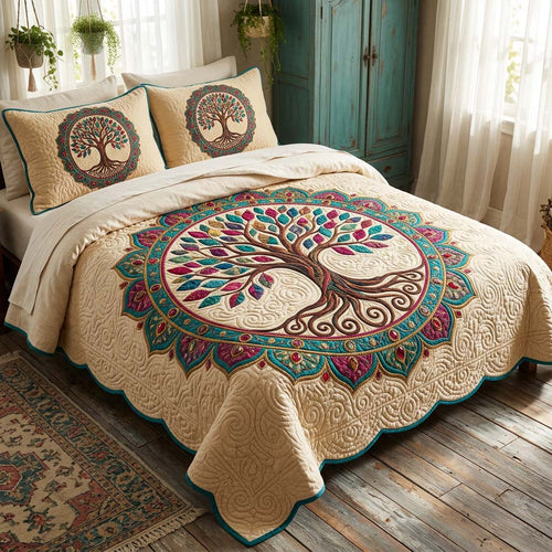Tree Of Life 3-Piece Quilted Bedding Set GFTOHD14486