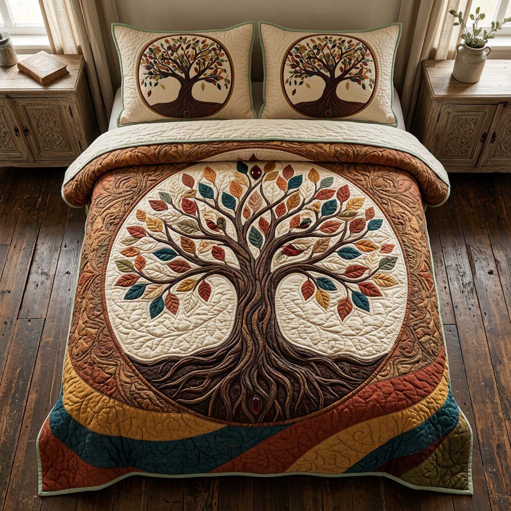 Tree Of Life 3-Piece Quilted Bedding Set GFTOHD14487