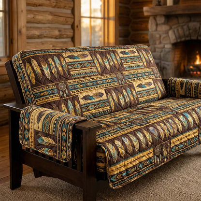 Tribal Feather Harmony Quilted Sofa Cover GFTOHD14502