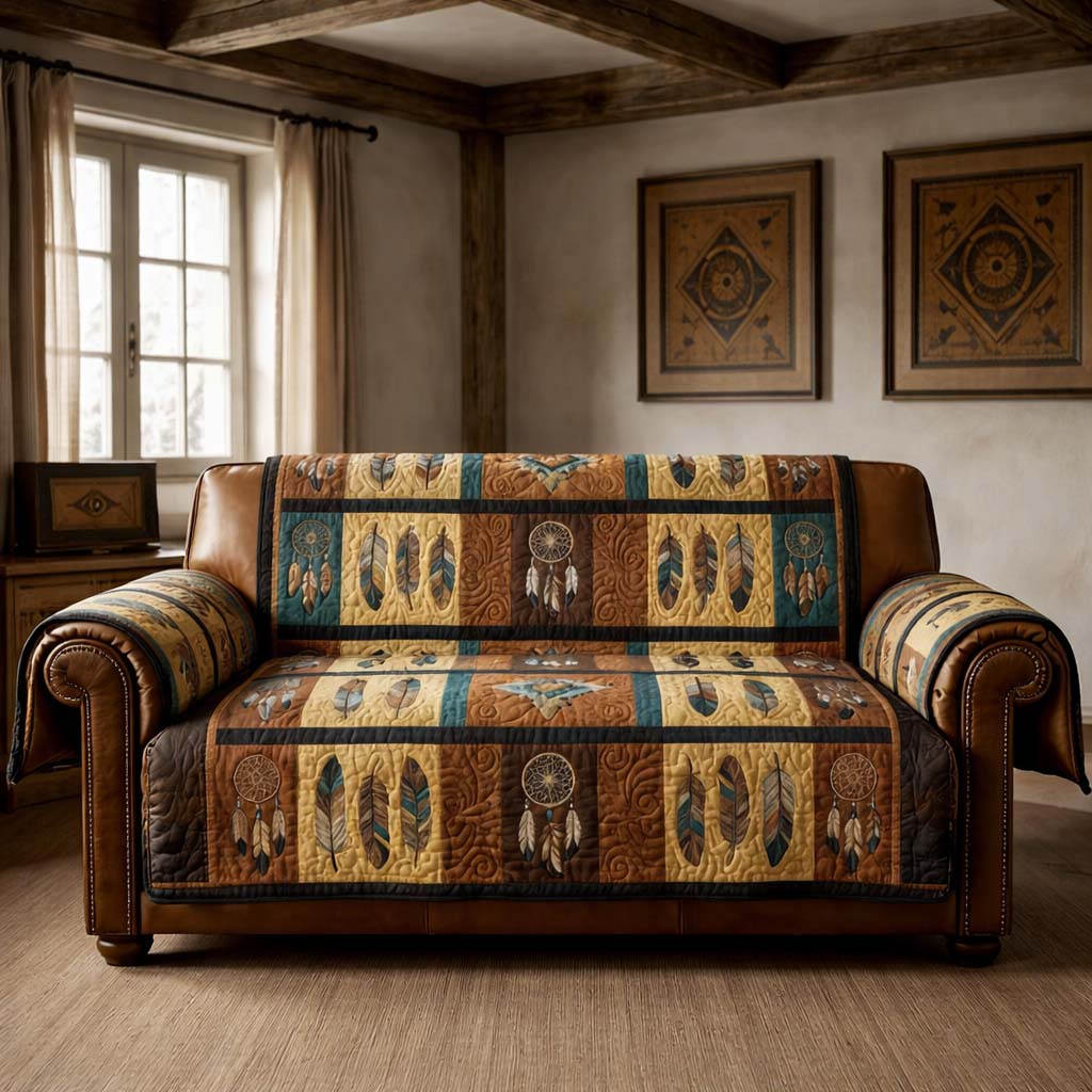 Rustic Tribal Echo Quilted Sofa Cover GFTOHD14505