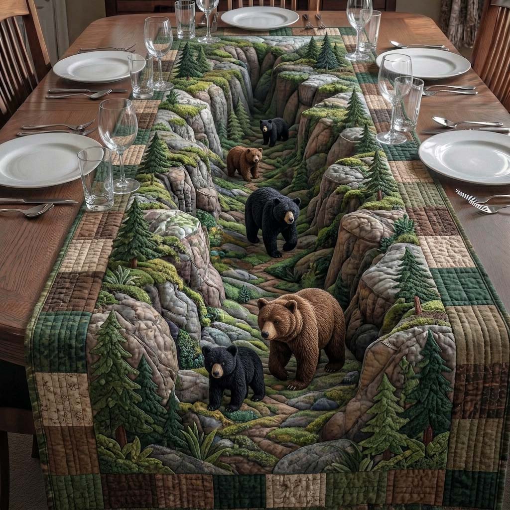 Wild Bear Trail Quilted Table Runner GFTOHD14514