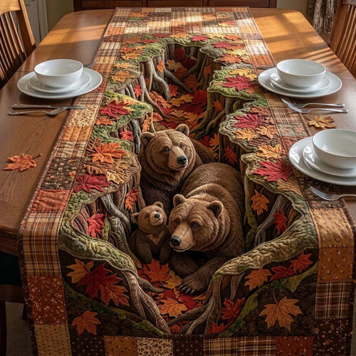 Autumn Bear Haven Quilted Table Runner GFTOHD14515