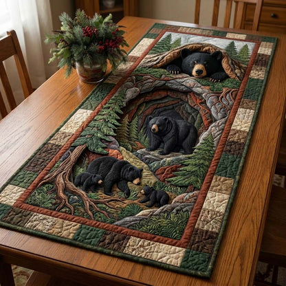 Forest Bear Family Quilted Table Runner GFTOHD14516