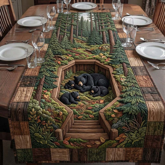 Pine Bear Retreat Quilted Table Runner GFTOHD14523