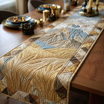 Golden Harvest Fields Quilted Table Runner GFTOHD14614