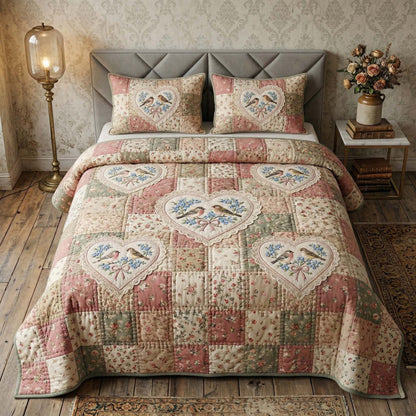 Birdsong Garden Quilt 3-Piece Quilted Bedding Set GFTOHD14627